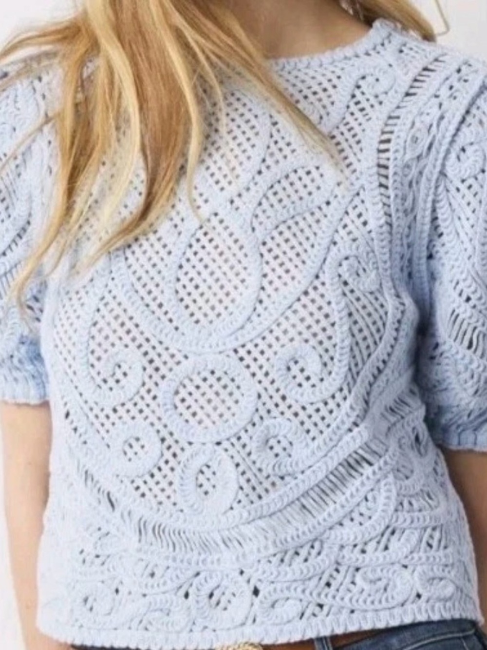 Light grey Knit Short-Sleeve Sweater Top